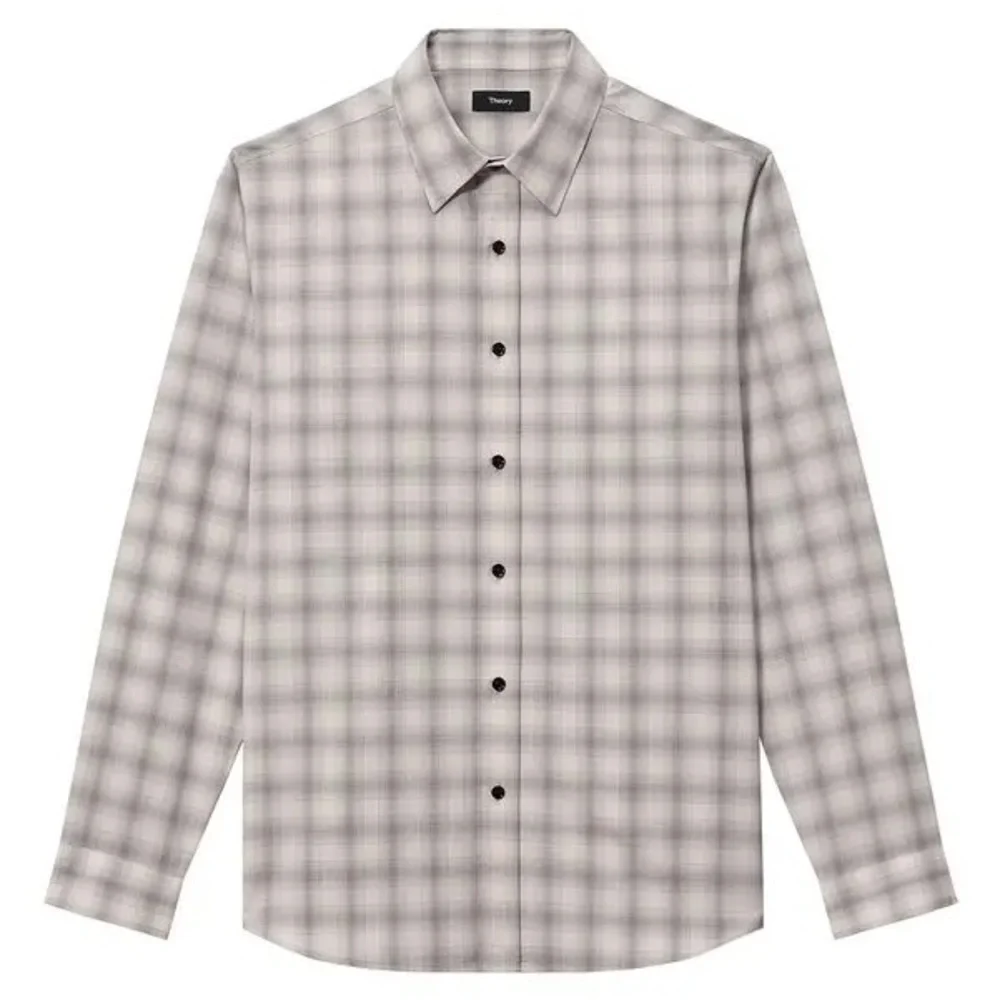 NWT Theory Irving 100% Virgin Wool Plaid Men’s Button Down Shirt Size Small - Picture 1 of 7